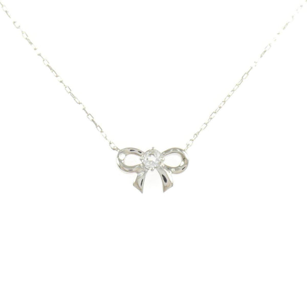 4℃ K10 White Gold White Topaz Necklace