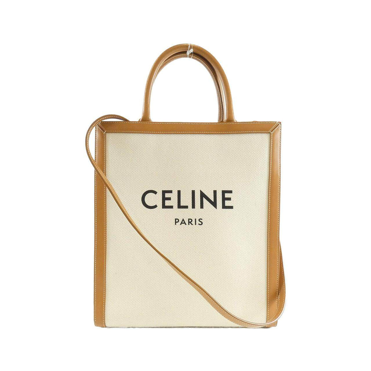 Celine Small Vertical Cabas Cotton Canvas Calf Bag