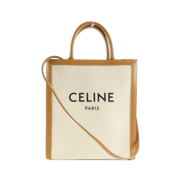 Celine Small Vertical Cabas Cotton Canvas Calf Bag