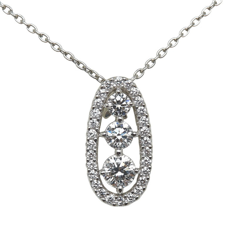 Monickendam Silver Necklace with PT900 Platinum, PT850 Platinum, 0.88ct Diamond, and Sapphire (Ladies' Used)