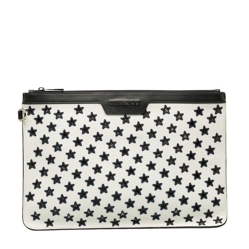 Jimmy Choo Leather Star Punching Clutch Bag in Very Good Condition