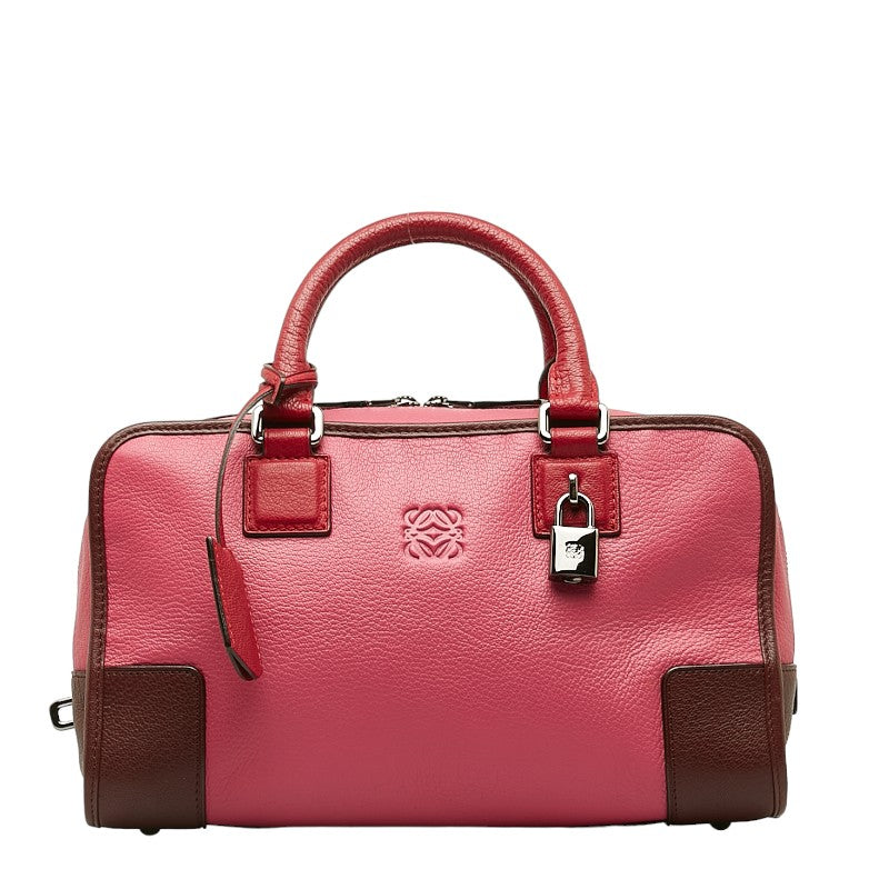 Loewe Anagram Amazona Leather Handbag Pink Red in Very Good Condition