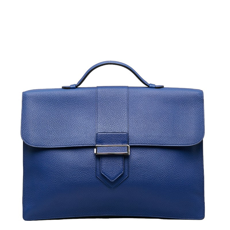 Delvaux Leather Business Briefcase Blue in Very Good Condition