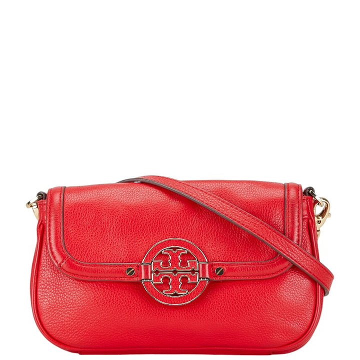 Tory Burch Big Logo Leather Shoulder Bag Red