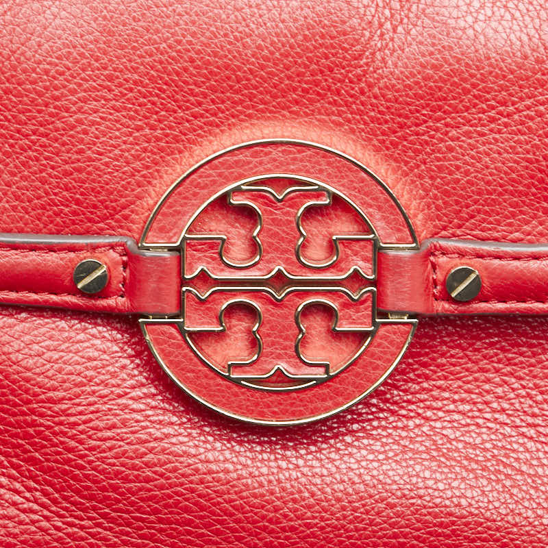 Tory Burch Big Logo Leather Shoulder Bag Red