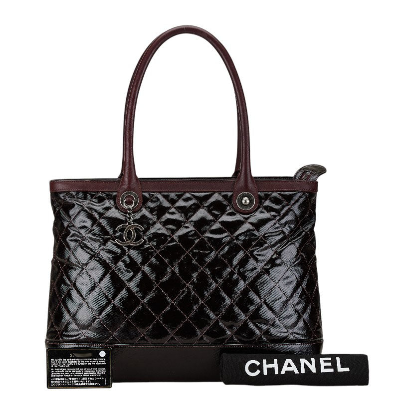 Chanel Matelasse Coco Mark Tote Bag Red Leather