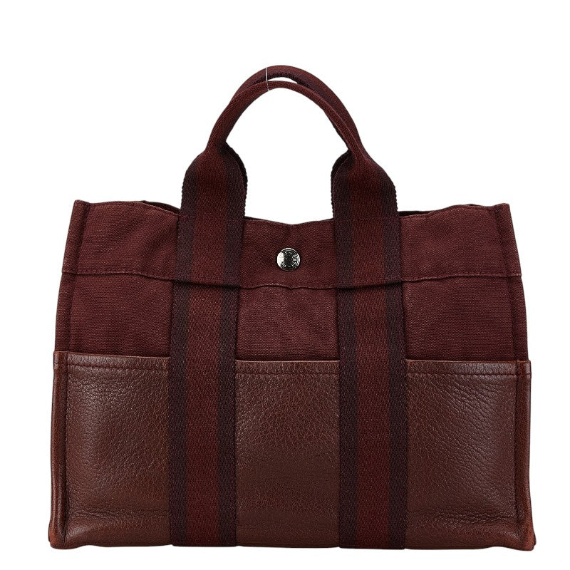 Hermes Canvas Leather Tote Bag