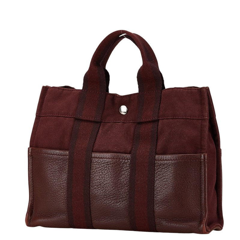 Hermes Canvas Leather Tote Bag