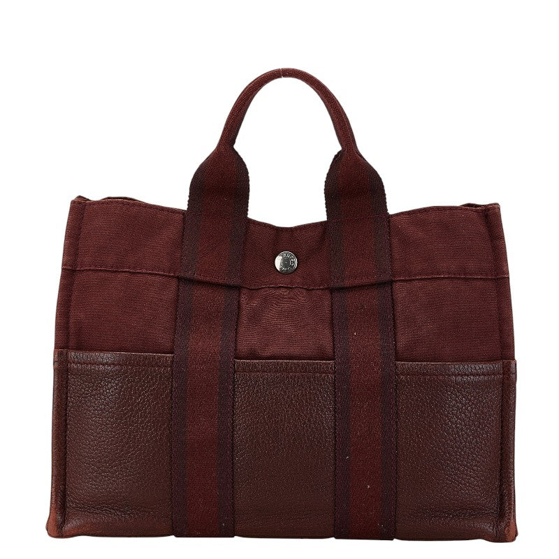 Hermes Canvas Leather Tote Bag