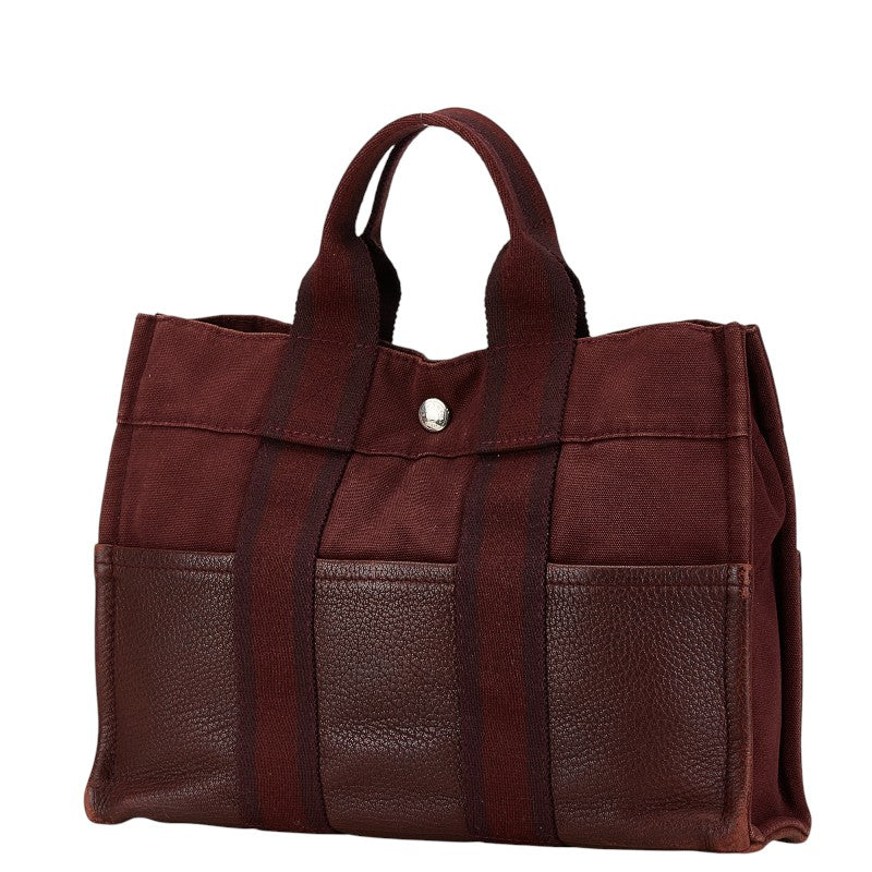 Hermes Canvas Leather Tote Bag