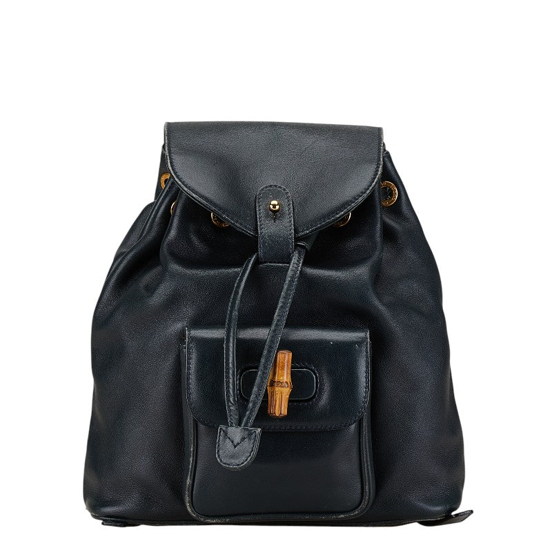 Gucci Bamboo Leather Backpack Navy