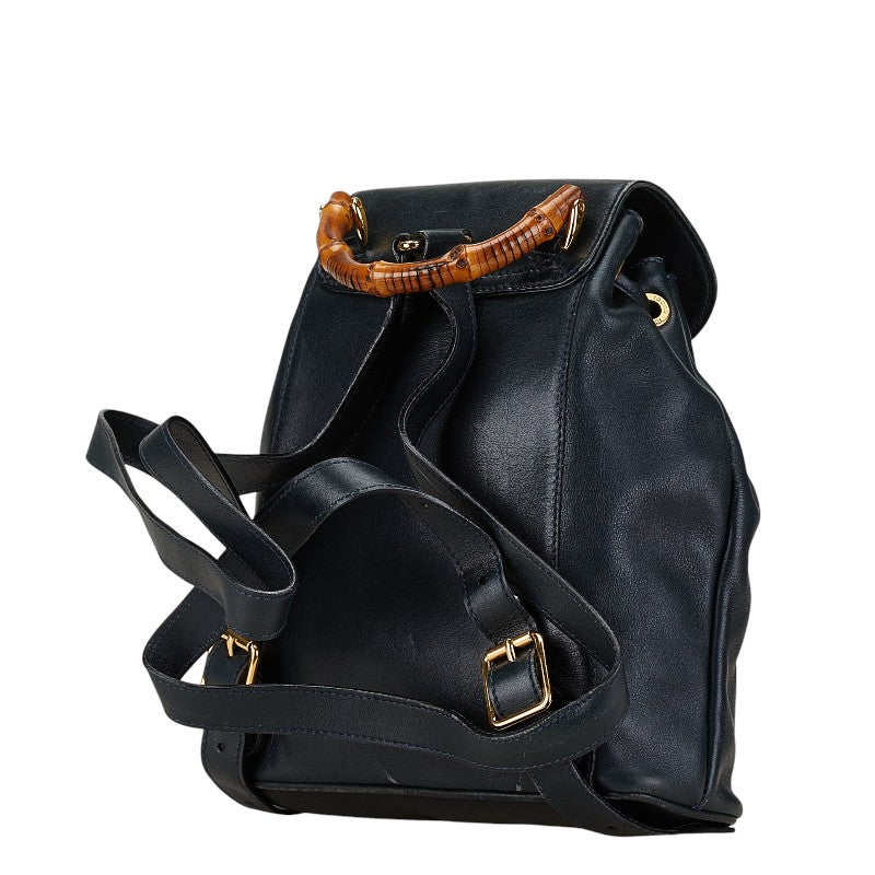 Gucci Bamboo Leather Backpack Navy