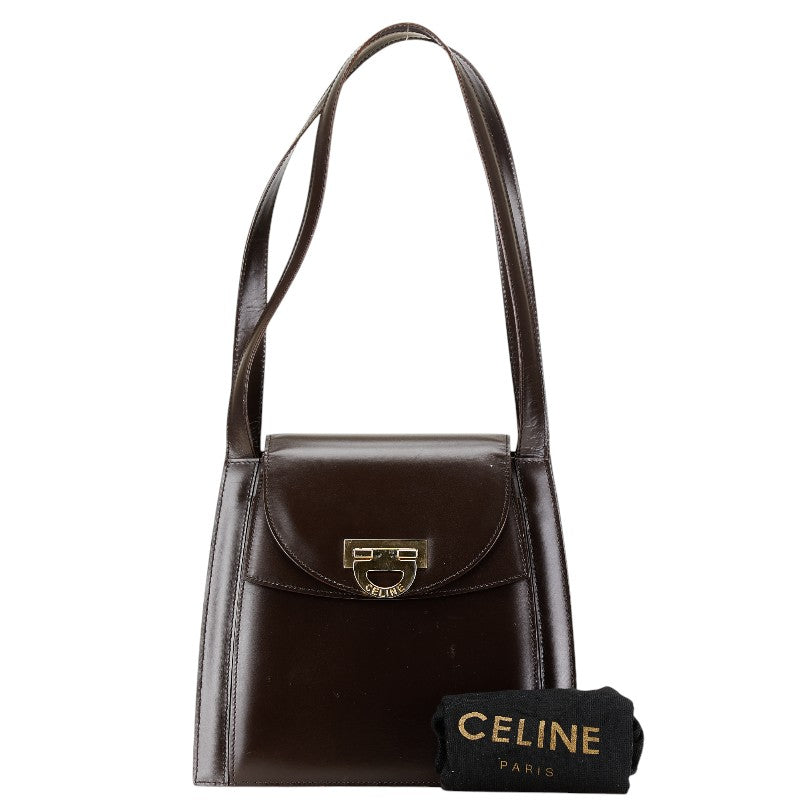 Celine Leather Double Flap Tote Bag