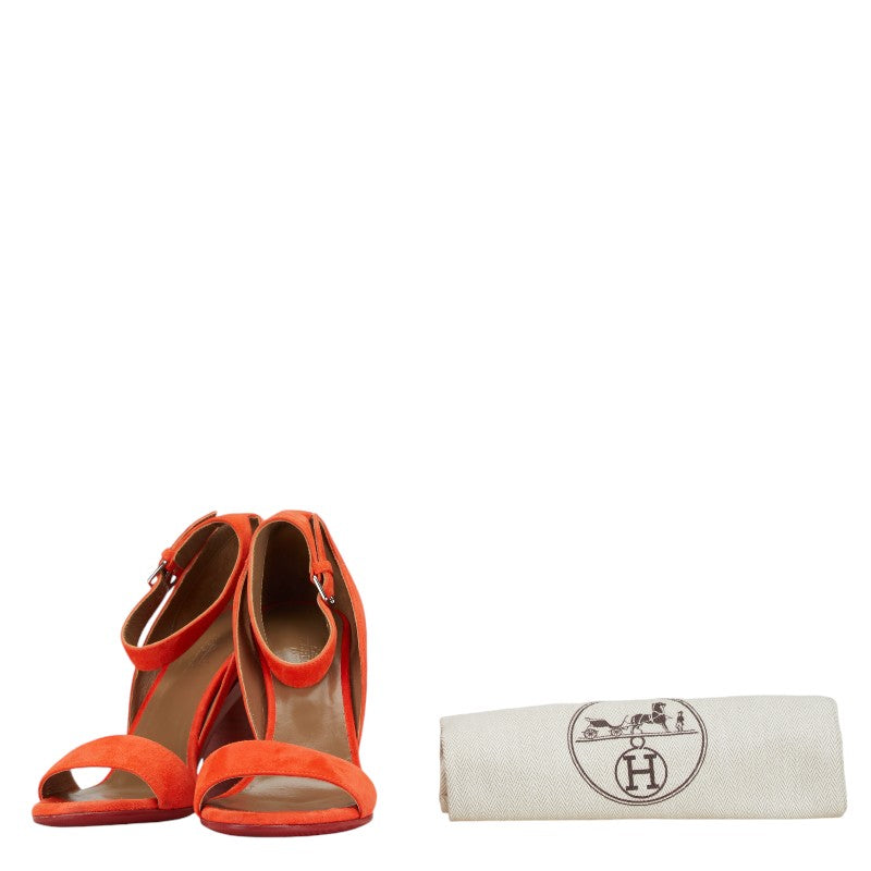 Hermes Suede Heel Sandals Orange