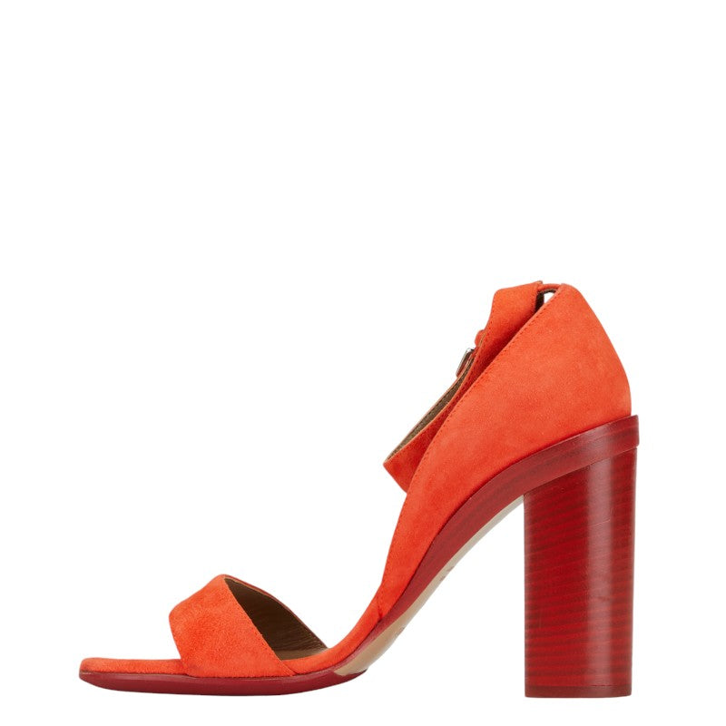 Hermes Suede Heel Sandals Orange