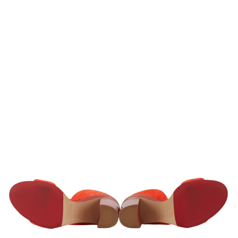 Hermes Suede Heel Sandals Orange