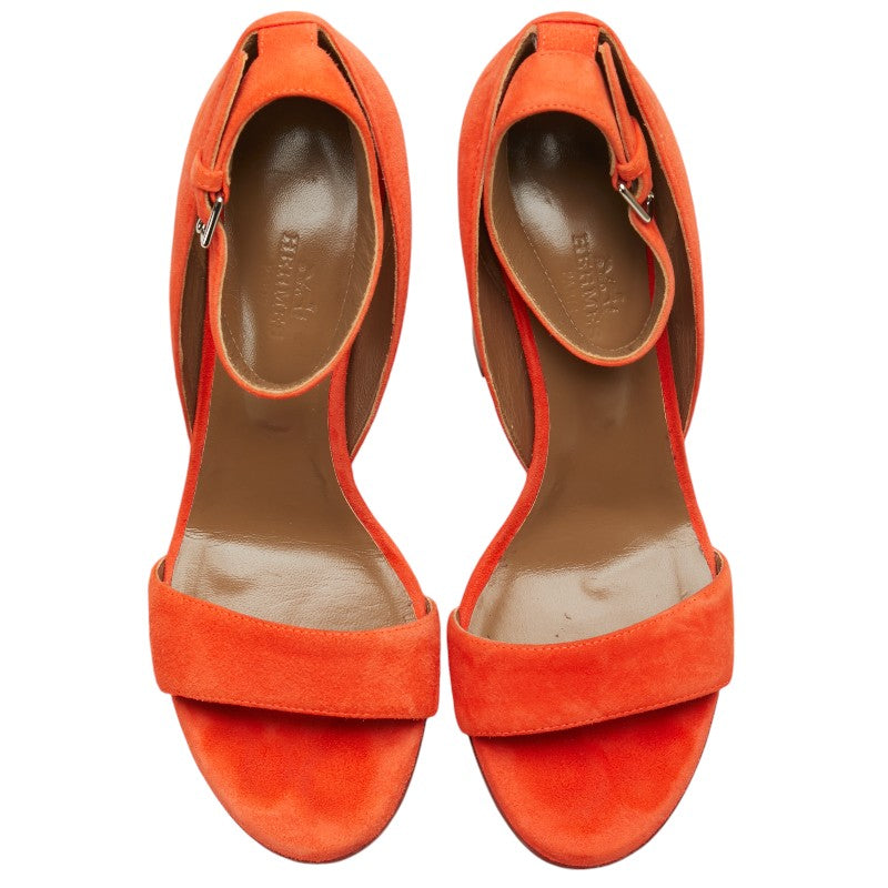 Hermes Suede Heel Sandals Orange