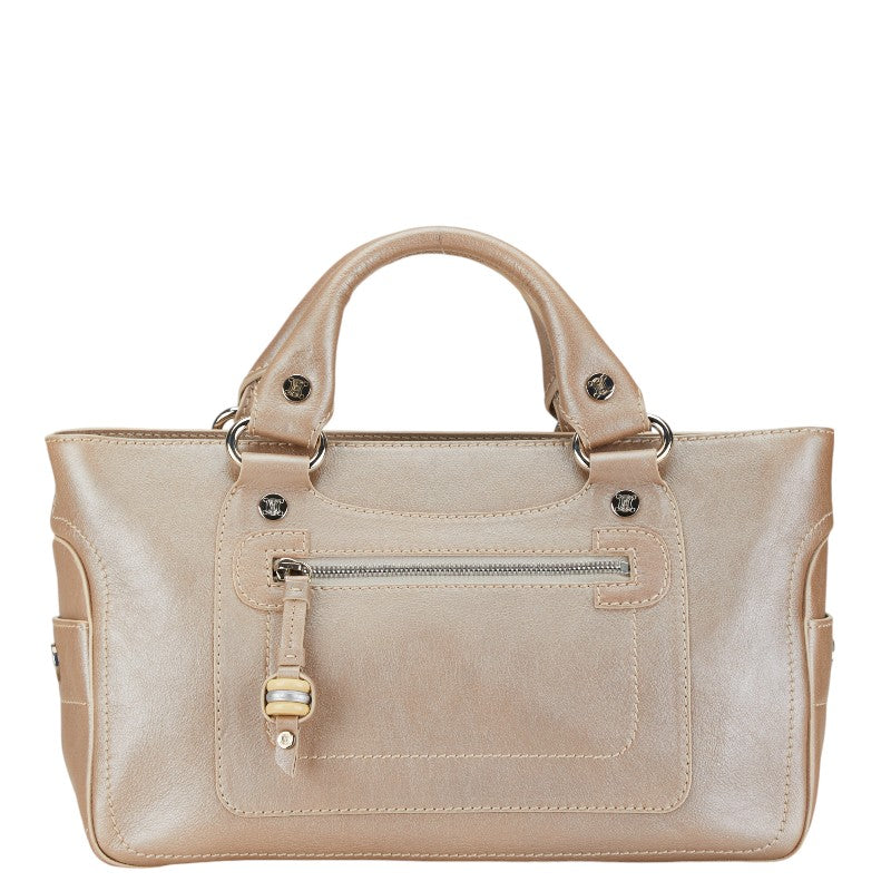 Celine Leather Boogie Bag Beige Champagne