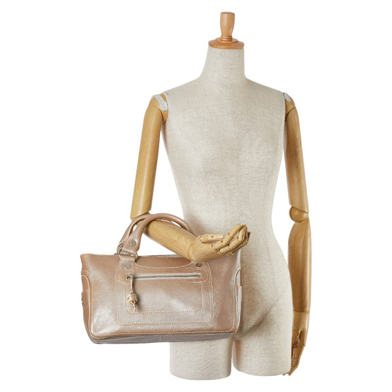 Celine Leather Boogie Bag Beige Champagne