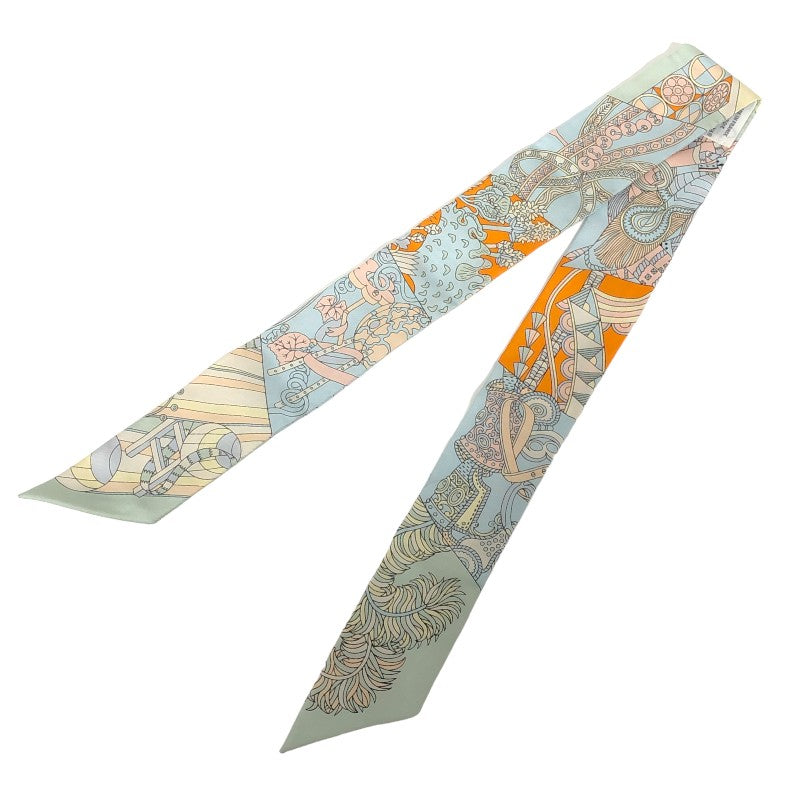 Hermes Silk De l'Ombrelle Aux Duels Twilly Canvas Scarf in