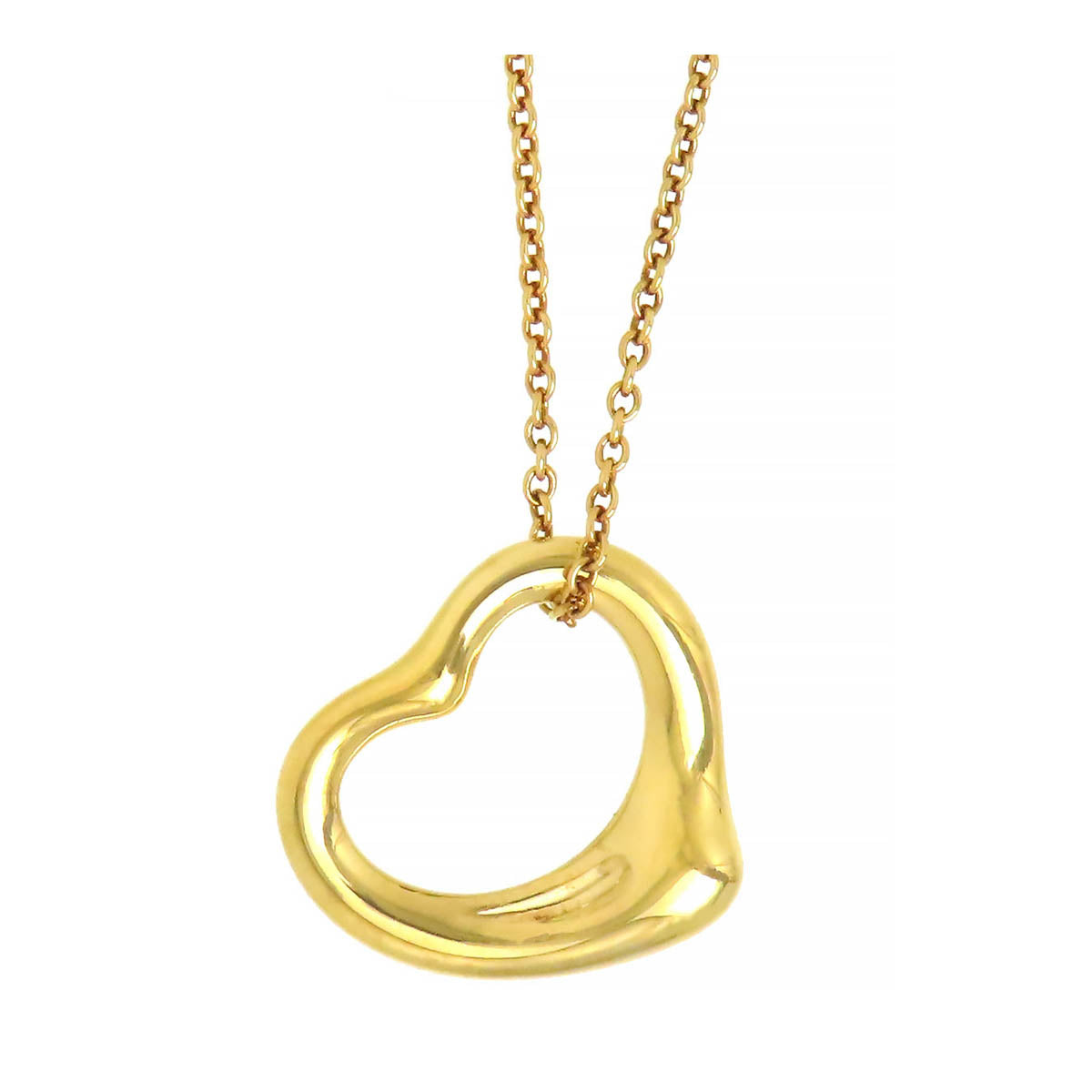 Tiffany AU750 K18YG Open Heart Necklace