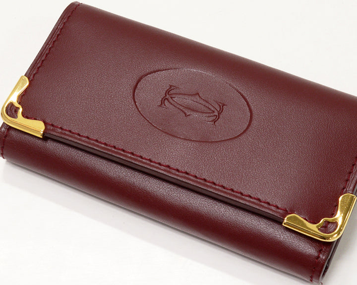 Cartier 4 Key Case Must Line Calf Bordeaux L3000453 in Pristine Condition