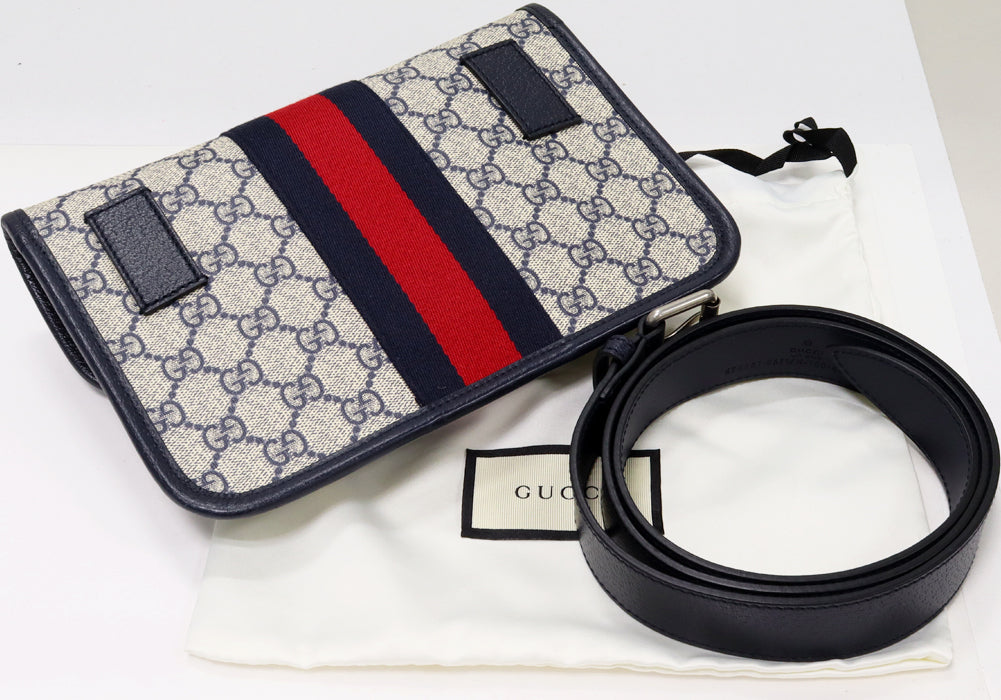 Gucci Ophidia Belt Bag Calf Leather Navy 674081 96IWN 4076