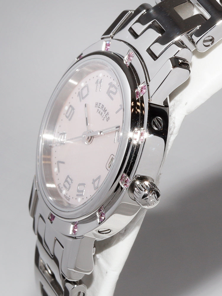 Hermes Clipper Quartz Pink Sapphire Watch