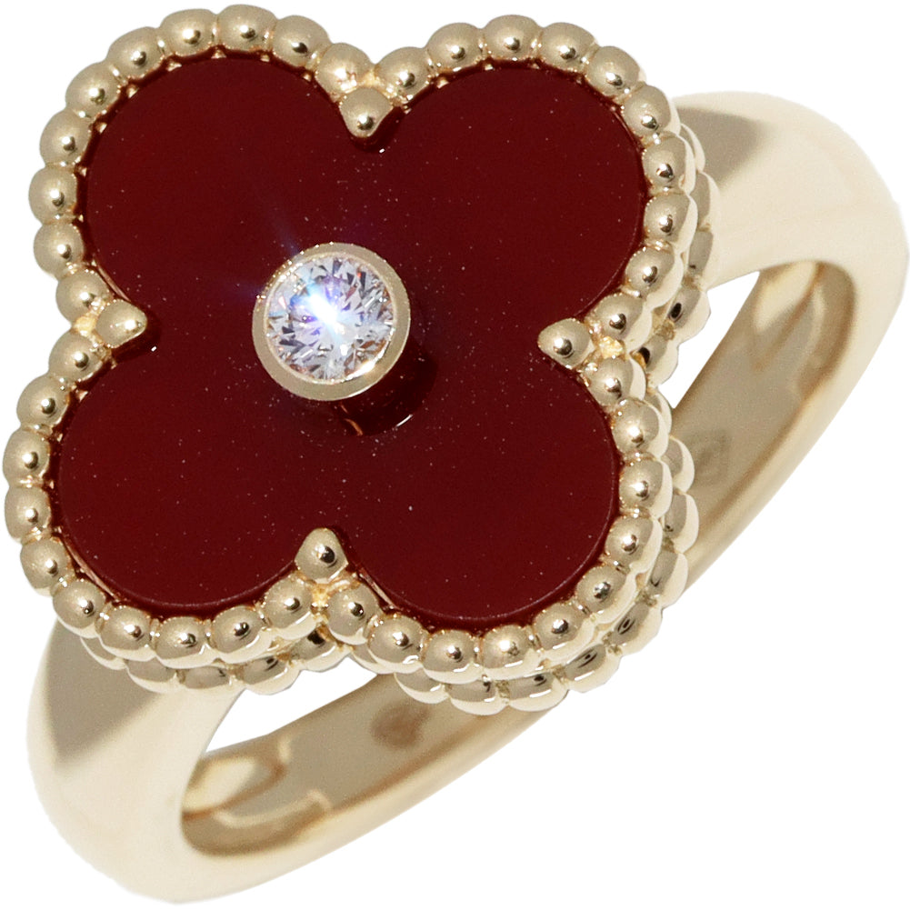 Van Cleef & Arpels K18YG Carnelian Diamond Ring VCARD40800 in Great Condition