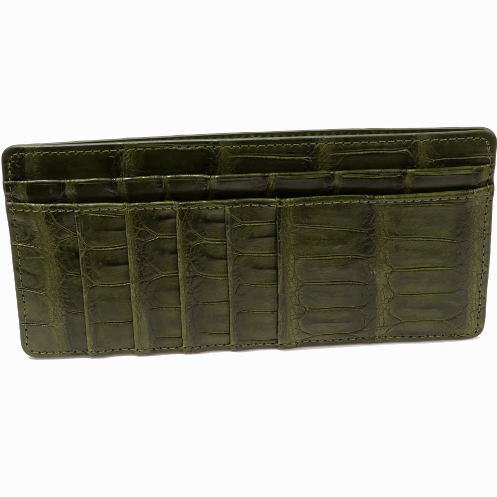 Crocodile Fragment Case Zipper Long Wallet Khaki Green