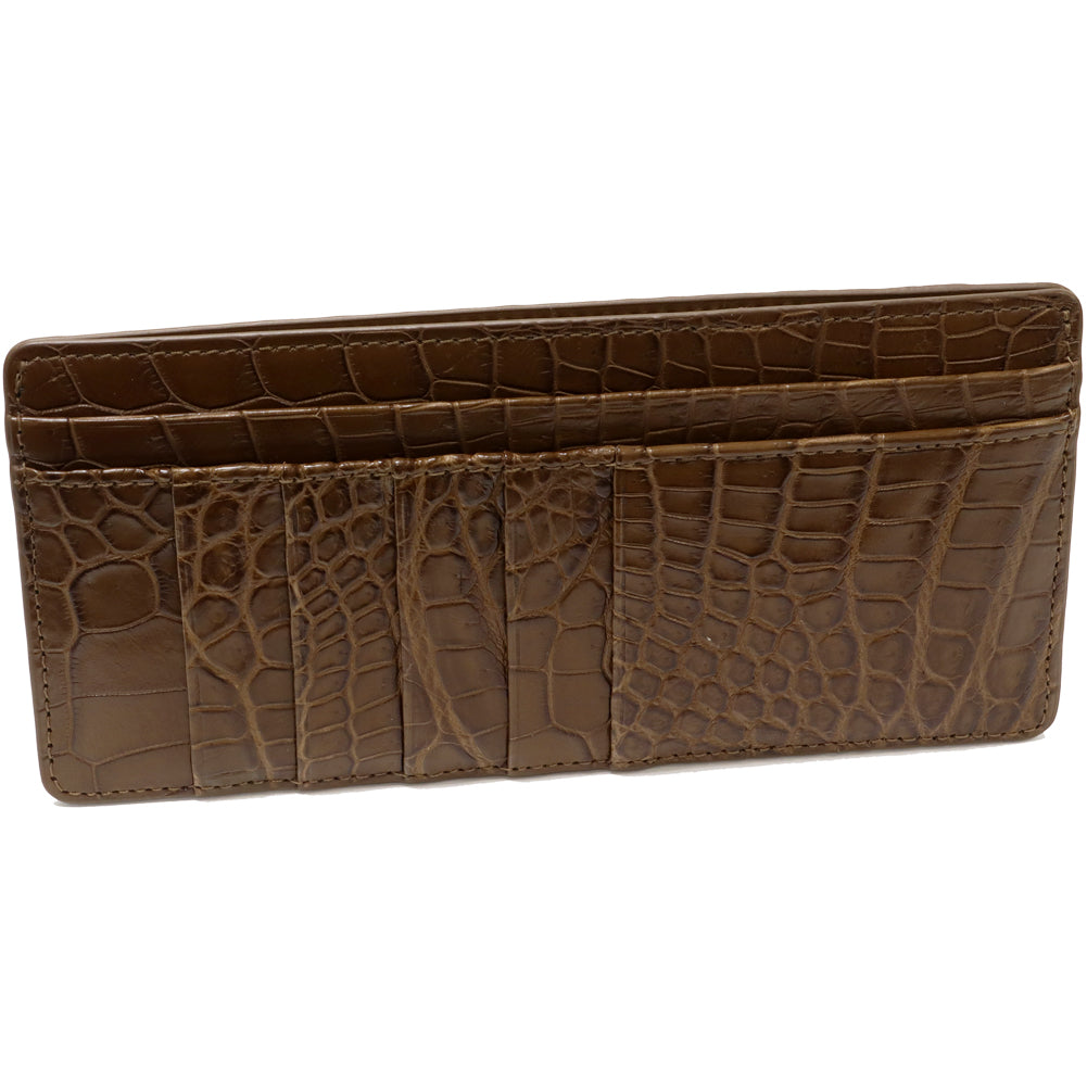 Crocodile Fragment Case Long Wallet Brown