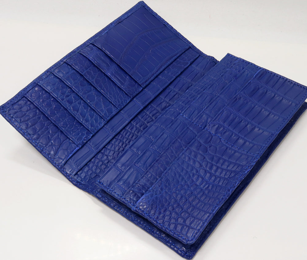 Crocodile Zipper Long Wallet Blue in Pristine Condition