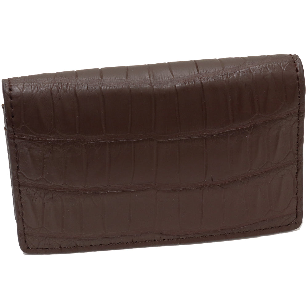 Crocodile Card Case Brown