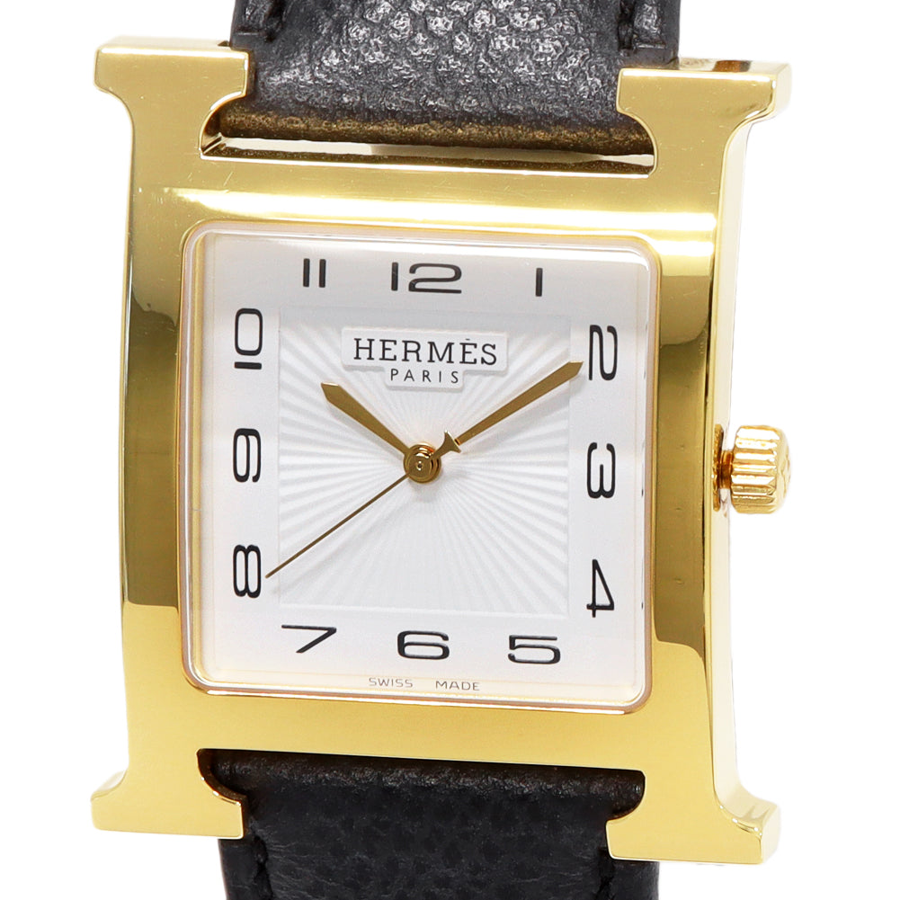 Hermes H Watch Quartz Gold Plated HH1.801 in Great Condition