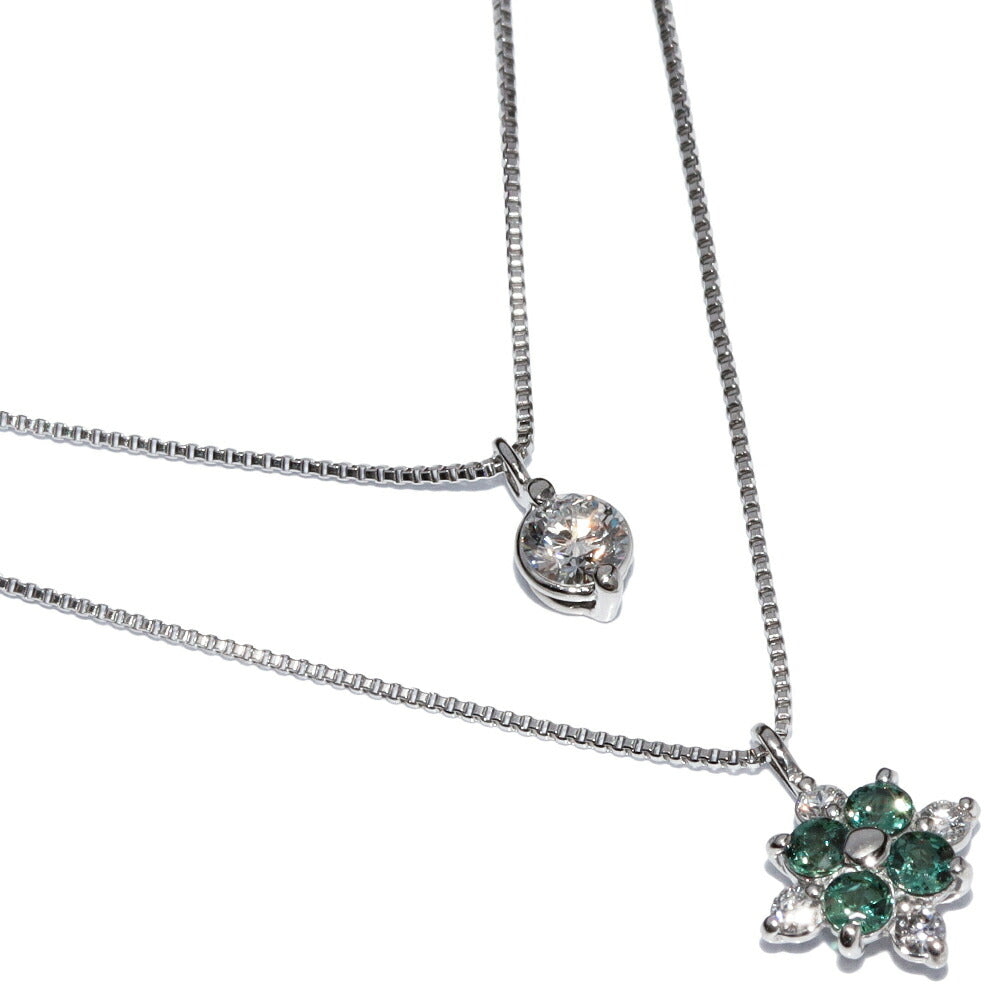 Pt900 Pt850 Alexandrite Diamond Pendant Necklace