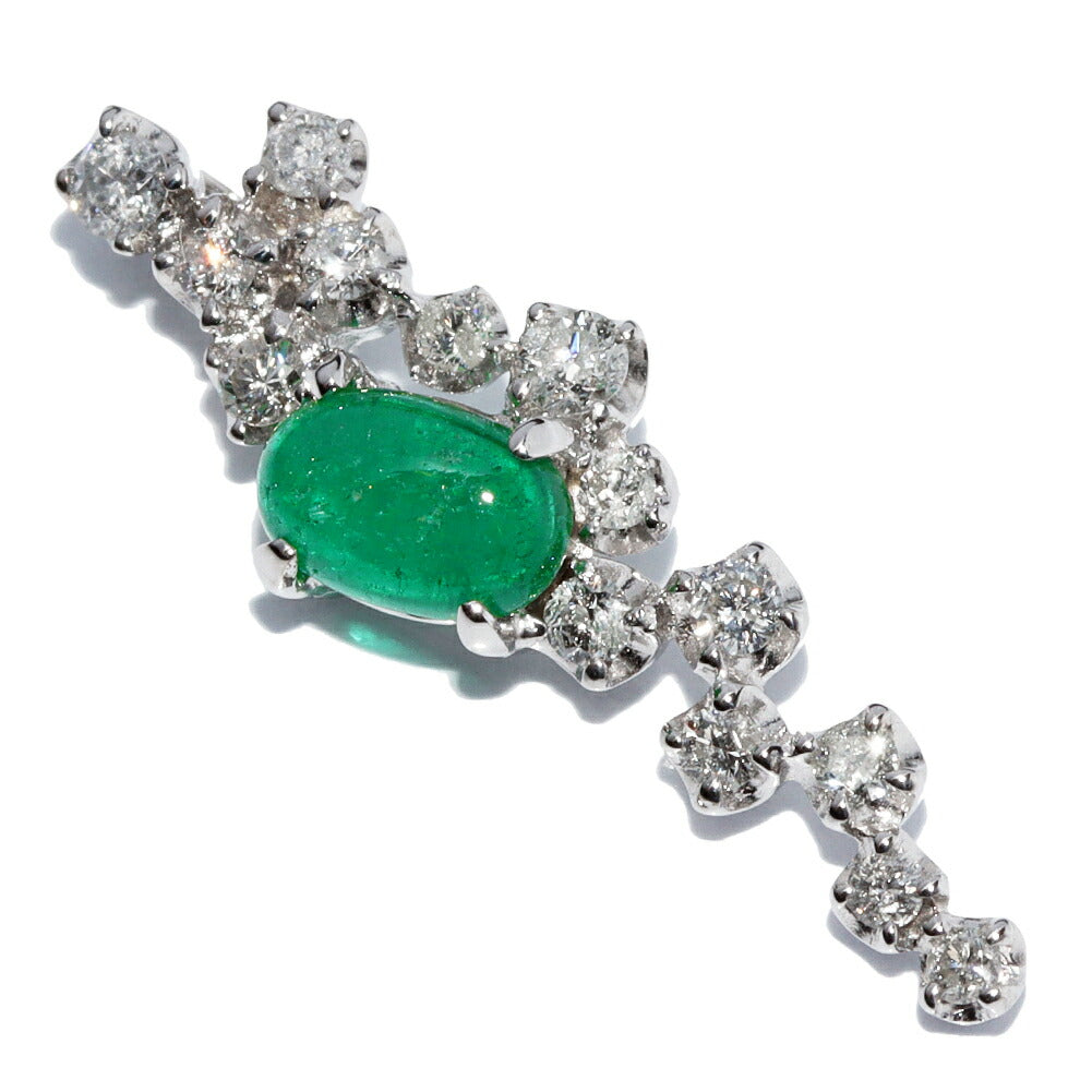 K18WG Emerald Diamond Pendant Top