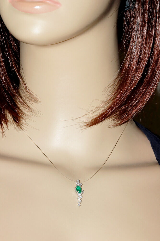 K18WG Emerald Diamond Pendant Top