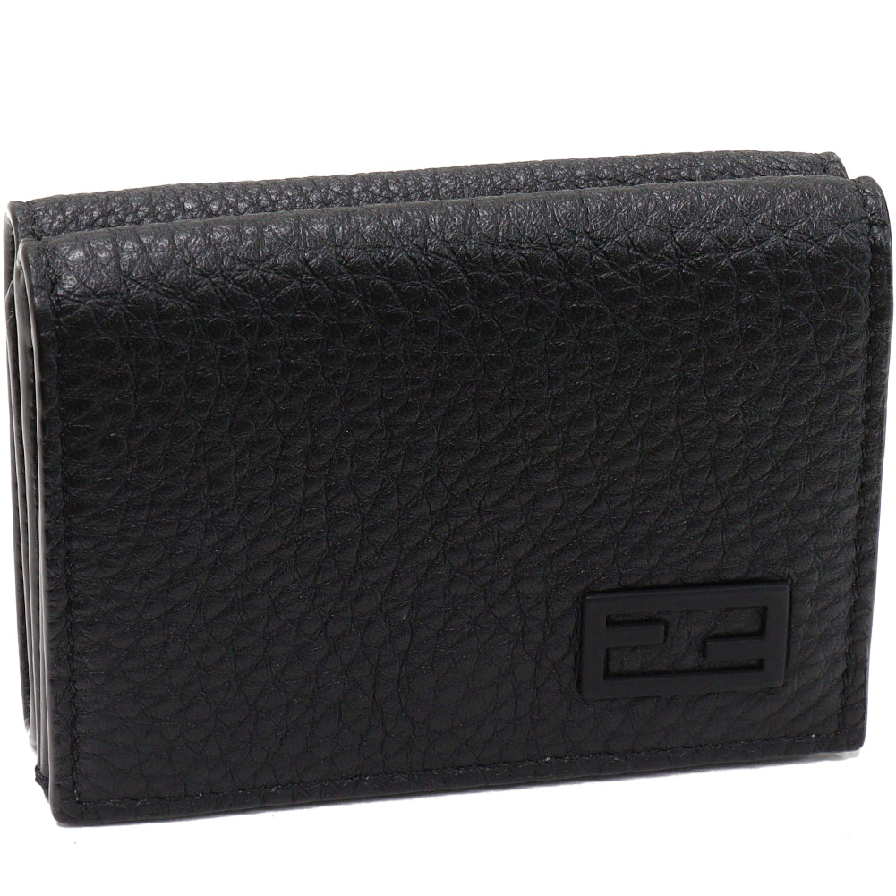 Fendi Calf Leather Trifold Wallet Black 7M0280 AG0L F0QA1 in Pristine Condition