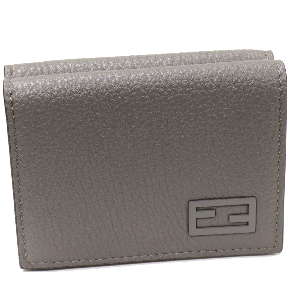 Fendi Tri-Fold Wallet with Coin Pocket FF Bucket Gray Calf 7M0280 in Pristine Condition