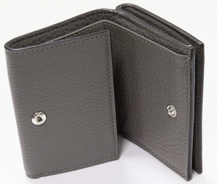 Fendi Tri-Fold Wallet with Coin Pocket FF Bucket Gray Calf 7M0280 in Pristine Condition