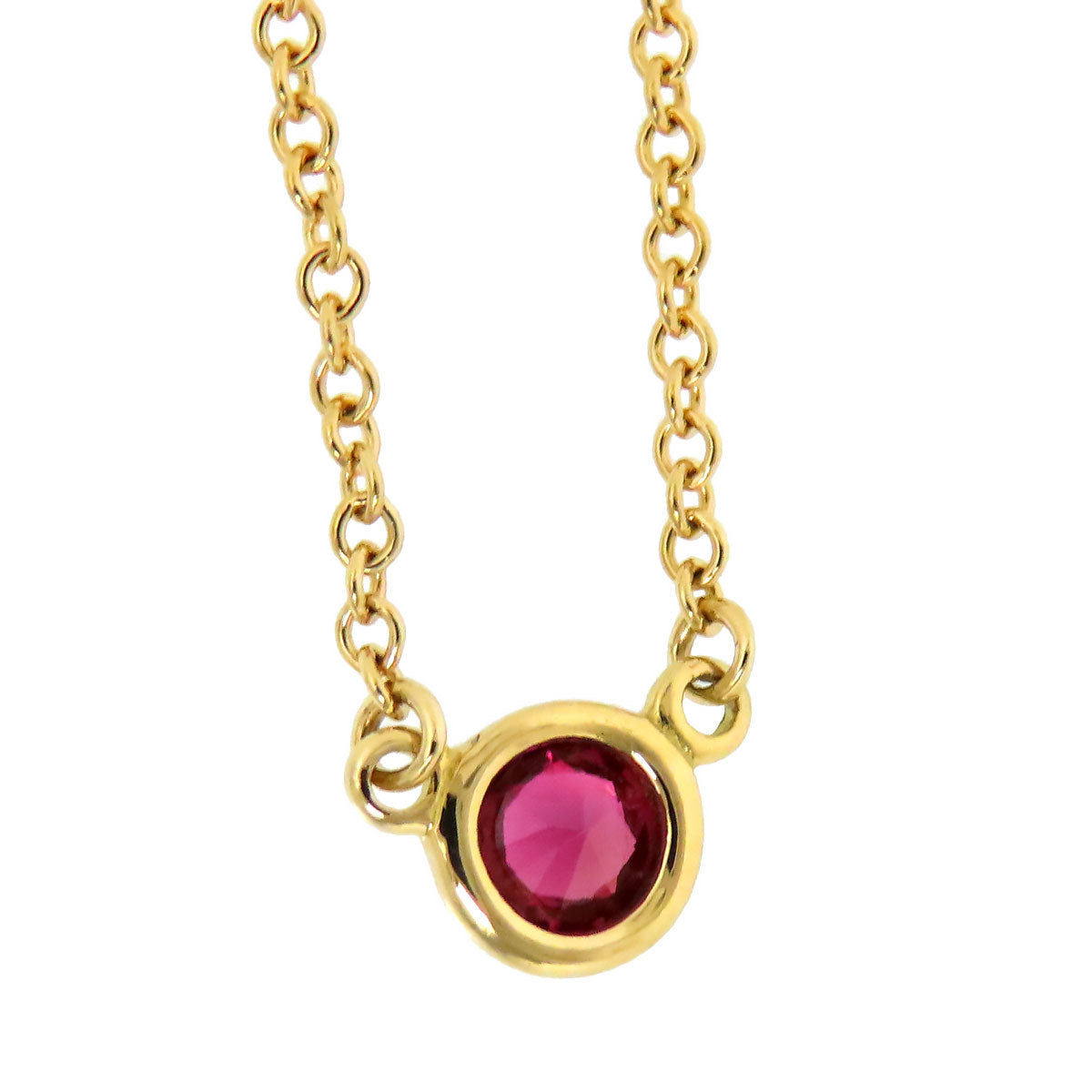 Tiffany Necklace Au750 K18YG Ruby