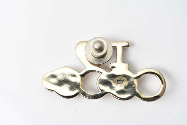 Chanel Brooch Pin Badge I LOVE COCO Heart Motif Gold/Brown