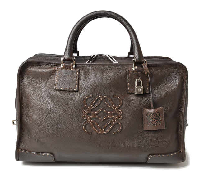 Loewe Amazona 36 Leather Handbag Dark Brown