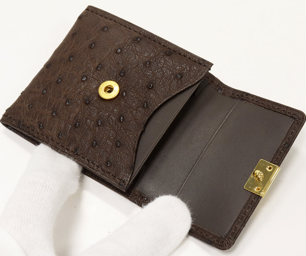 Ostrich Coin Case Brown