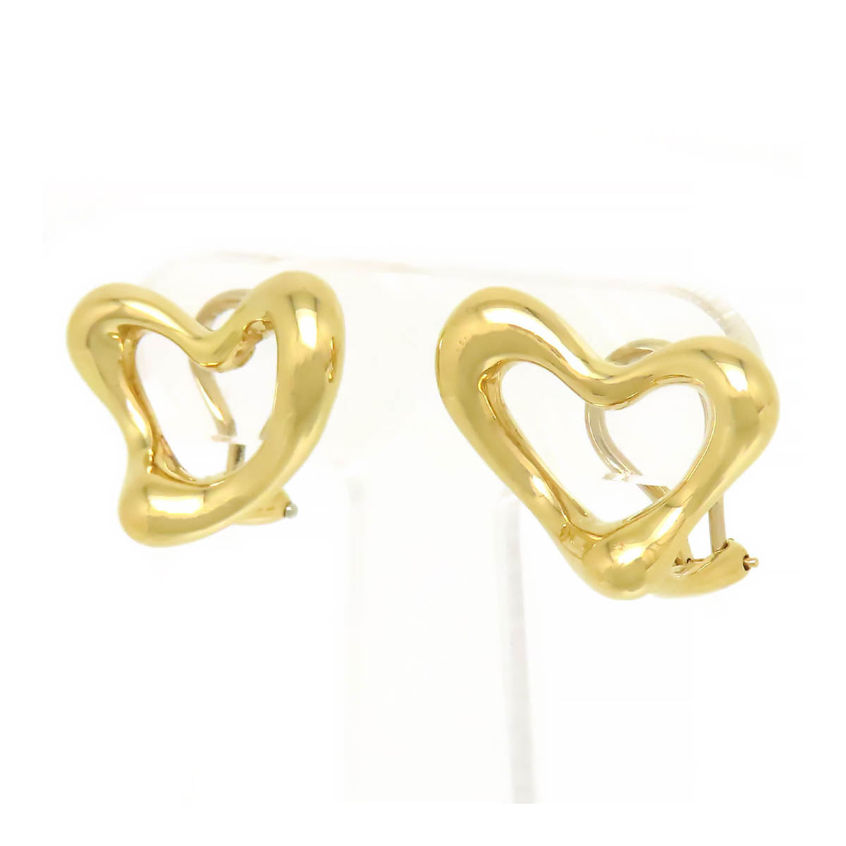 Tiffany 18K Gold Open Heart Earrings