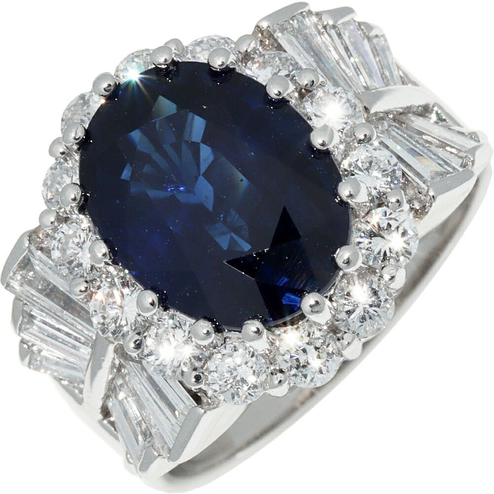 Pt900 Sapphire Diamond Ring