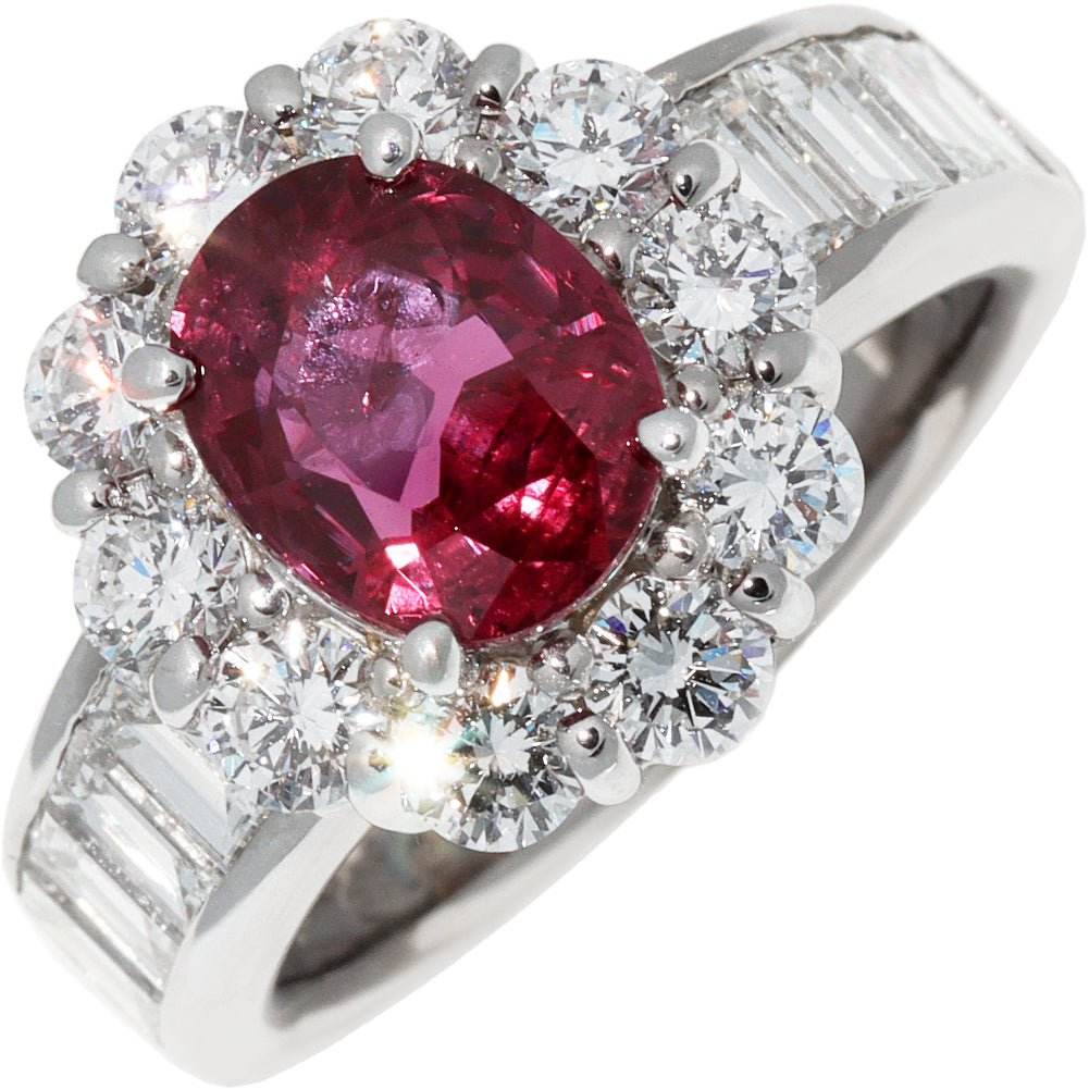 K18WG White Gold Ruby Diamond Ring Size 12 in Great Condition