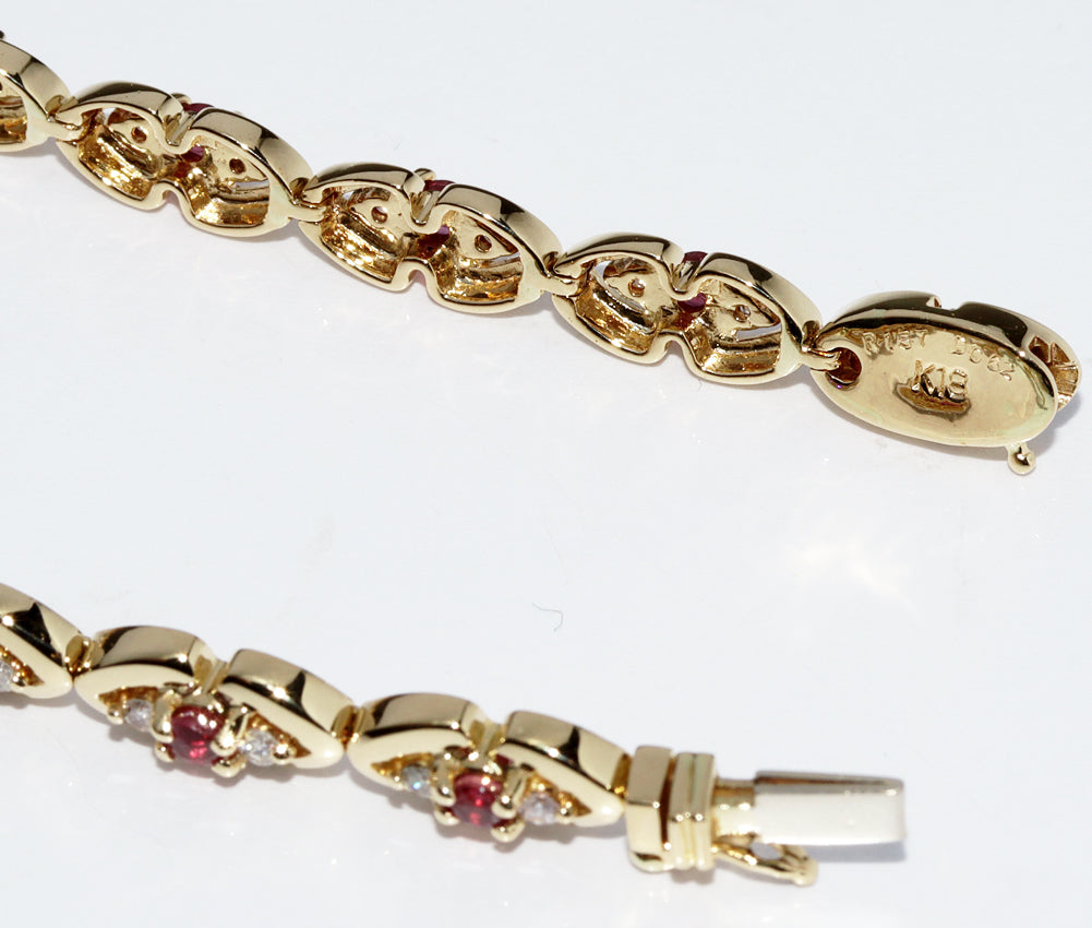 K18YG Ruby 1.57ct Diamond 0.62ct Bracelet