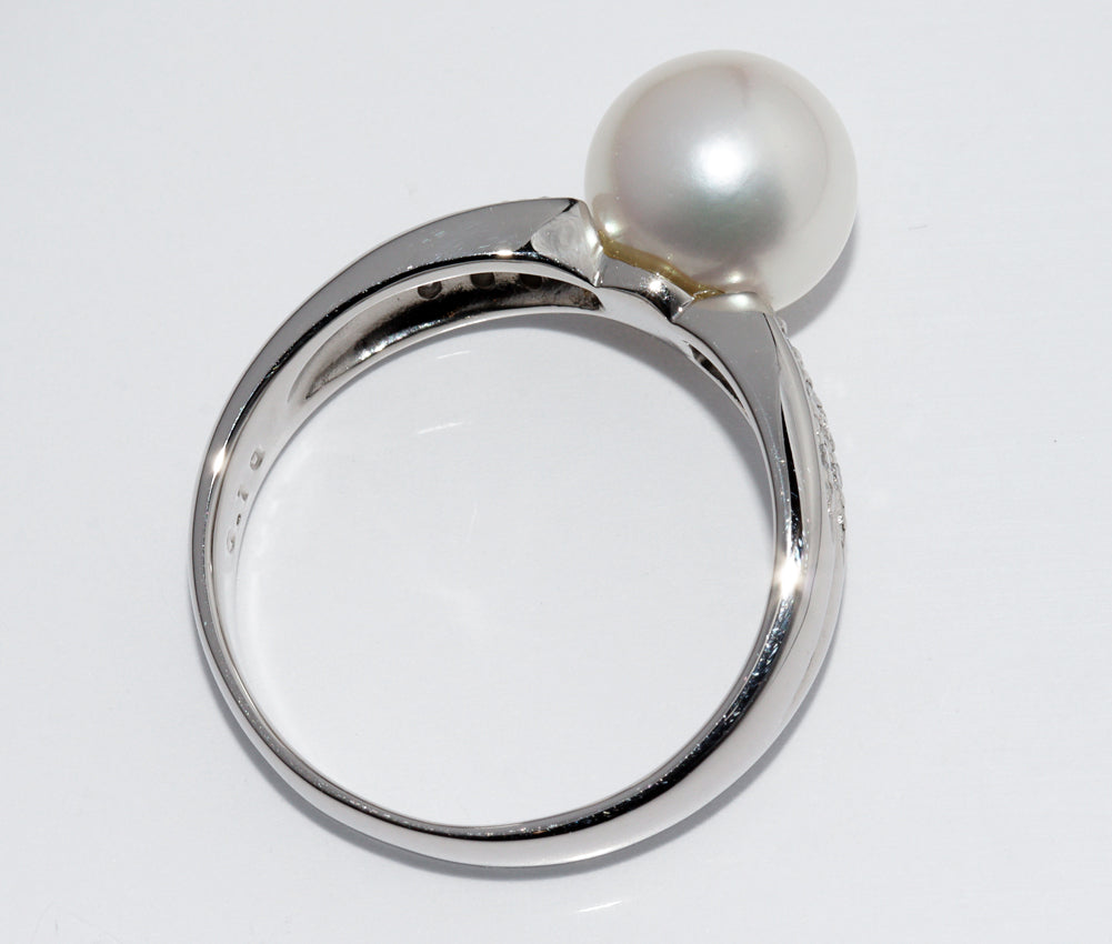 Pt900 Pearl Diamond Ring