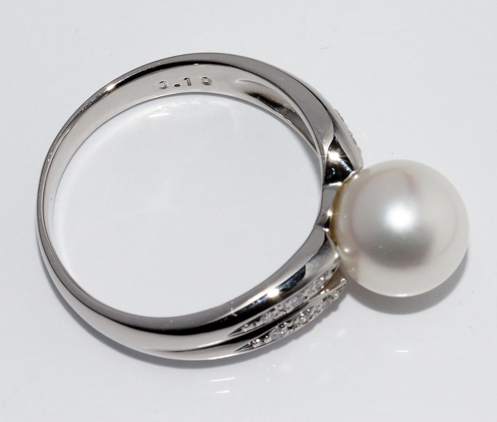 Pt900 Pearl Diamond Ring